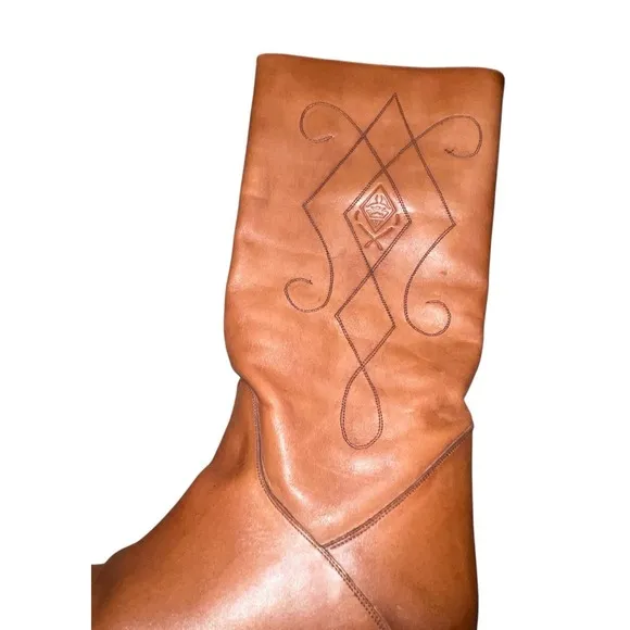 Via Milano Vtg 80's Soft Embroidered Leather Equestrian English Riding Boots 9B