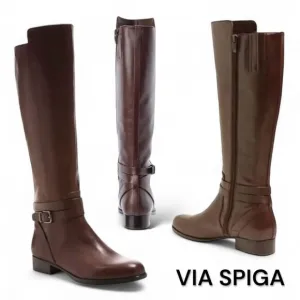 Via Spiga Prish Leather Riding Boots in Brown