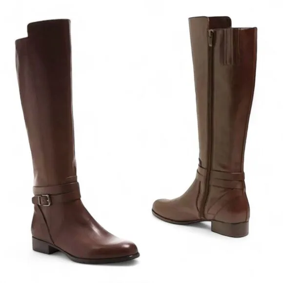 Via Spiga Prish Leather Riding Boots in Brown