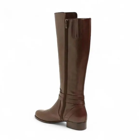 Via Spiga Prish Leather Riding Boots in Brown