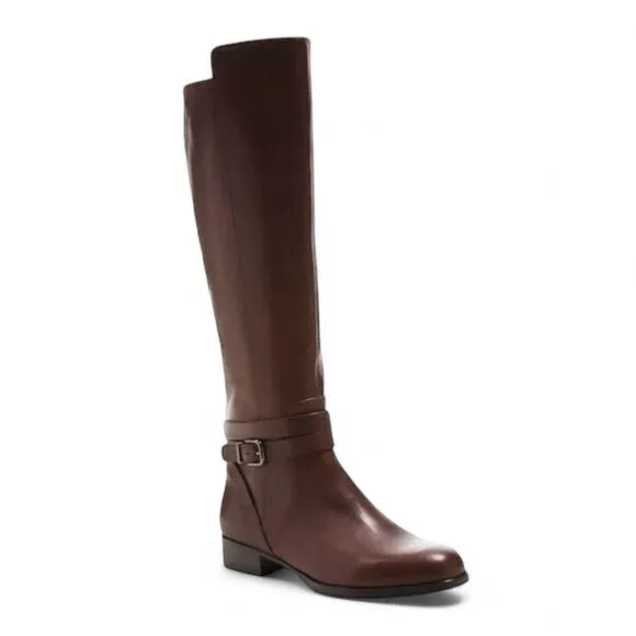 Via Spiga Prish Leather Riding Boots in Brown
