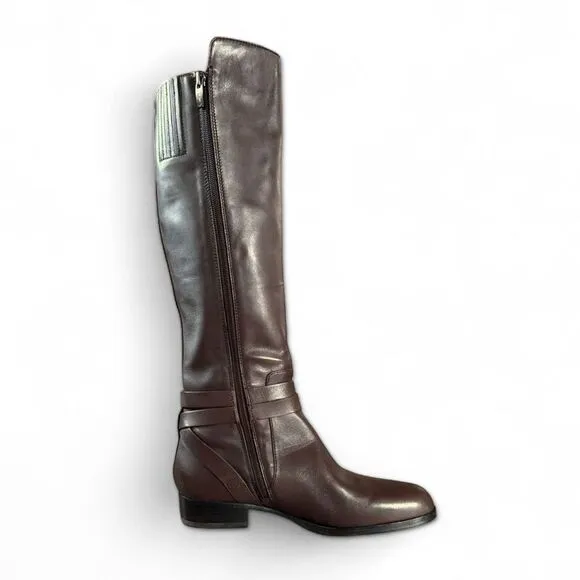 Via Spiga Prish Leather Riding Boots in Brown