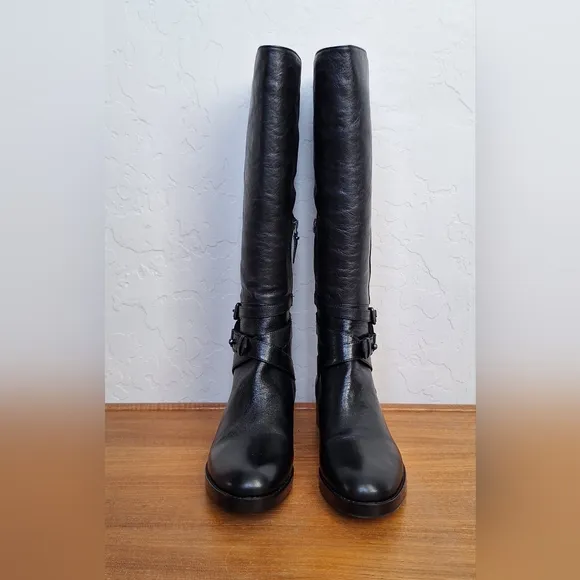 Via Spiga riding boots leather lined vero cuoio capsule low heel knee high