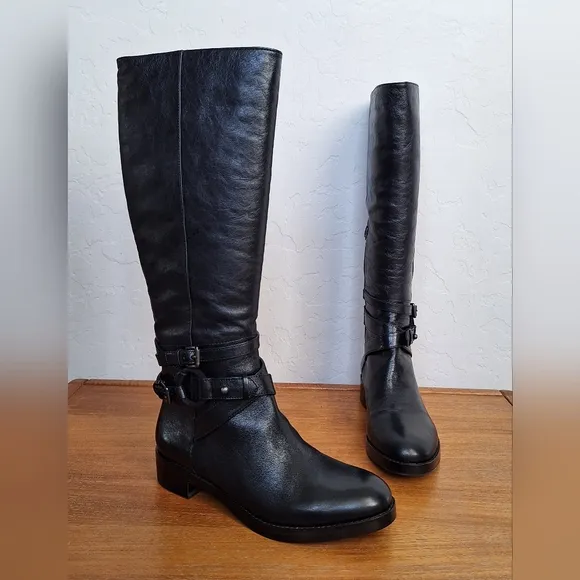 Via Spiga riding boots leather lined vero cuoio capsule low heel knee high