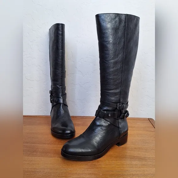 Via Spiga riding boots leather lined vero cuoio capsule low heel knee high