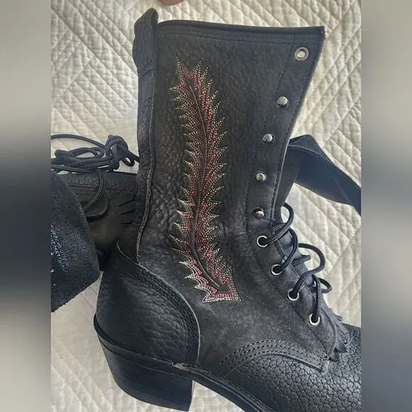 Vibram southwest Cowboy rodeo embroidery leather boots