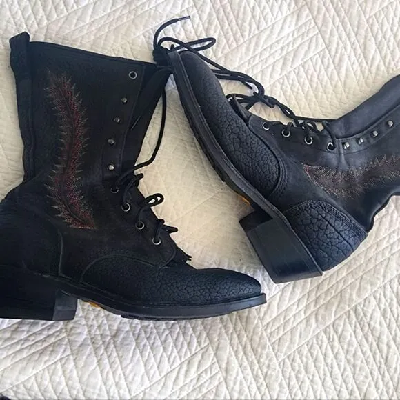 Vibram southwest Cowboy rodeo embroidery leather boots