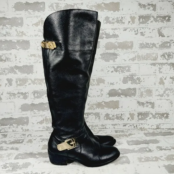 Vince Camuto Bocca Black Leather Over the Knee Boots F334
