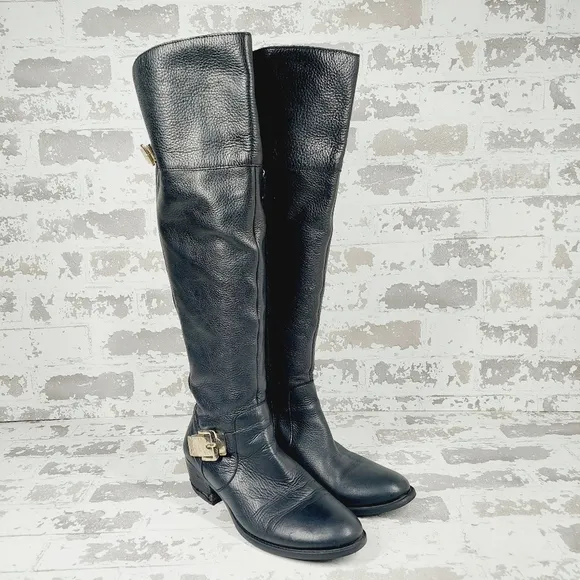 Vince Camuto Bocca Black Leather Over the Knee Boots F334