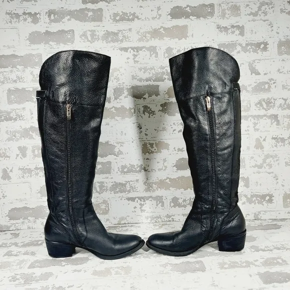 Vince Camuto Bocca Black Leather Over the Knee Boots F334