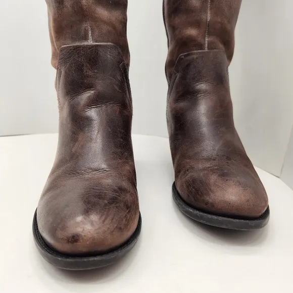 Vince Camuto boots women's 6.5M brown coffee leather Bendra equestrian knee high