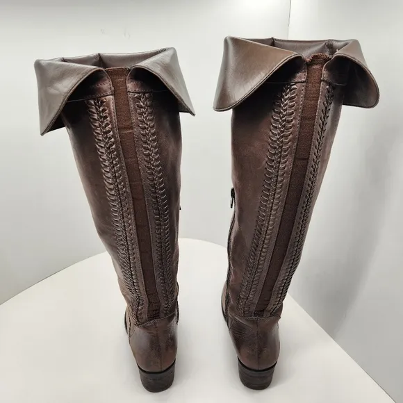 Vince Camuto boots women's 6.5M brown coffee leather Bendra equestrian knee high
