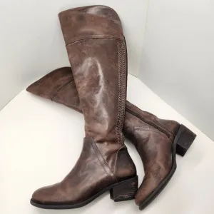 Vince Camuto boots women's 6.5M brown coffee leather Bendra equestrian knee high