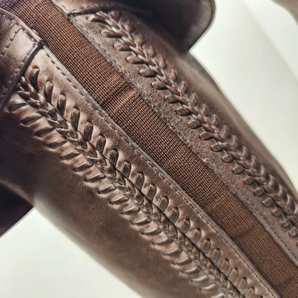 Vince Camuto boots women's 6.5M brown coffee leather Bendra equestrian knee high