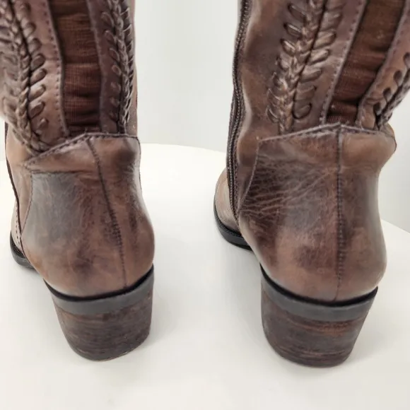 Vince Camuto boots women's 6.5M brown coffee leather Bendra equestrian knee high
