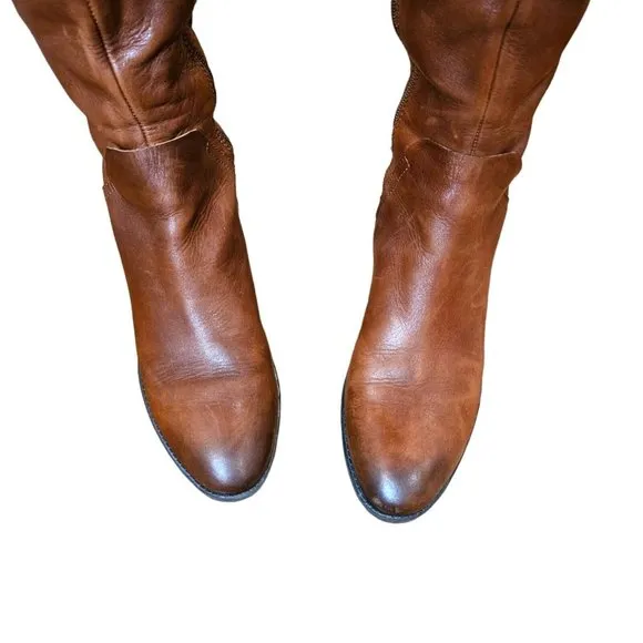 Vince Camuto Cognac Brown Leather Bendra Knee High Boots‎ Size 8.5 Riding