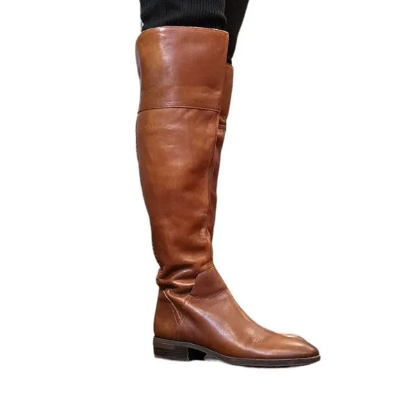 Vince Camuto Cognac Brown Leather Bendra Knee High Boots‎ Size 8.5 Riding