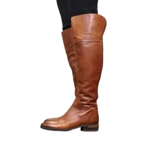 Vince Camuto Cognac Brown Leather Bendra Knee High Boots‎ Size 8.5 Riding