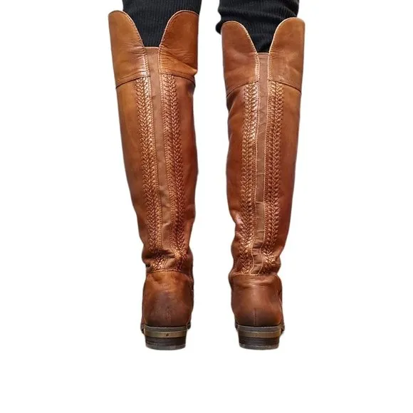Vince Camuto Cognac Brown Leather Bendra Knee High Boots‎ Size 8.5 Riding