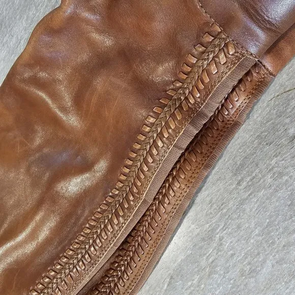 Vince Camuto Cognac Brown Leather Bendra Knee High Boots‎ Size 8.5 Riding