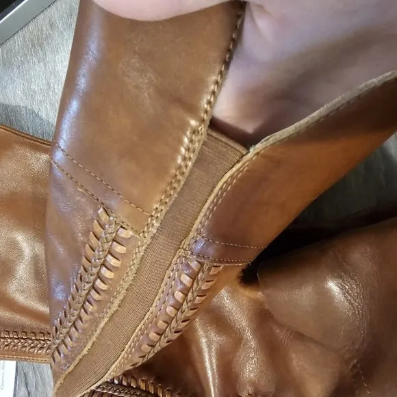 Vince Camuto Cognac Brown Leather Bendra Knee High Boots‎ Size 8.5 Riding