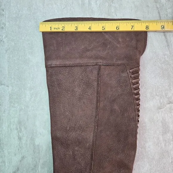 Vince Camuto Equestrian Boots Brown Leather Knee High Tall Western Riding Boot