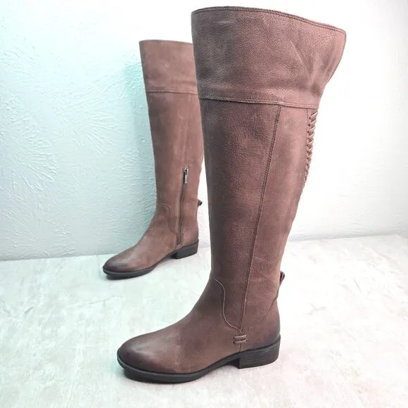 Vince Camuto Equestrian Boots Brown Leather Knee High Tall Western Riding Boot