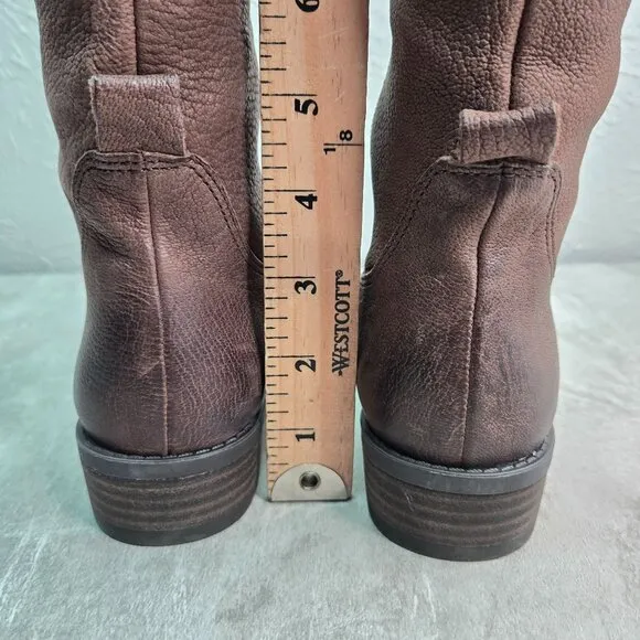 Vince Camuto Equestrian Boots Brown Leather Knee High Tall Western Riding Boot