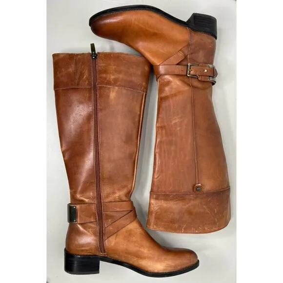 Vince Camuto Jaran Leather Buckle Riding Boots Womens Size 8.5