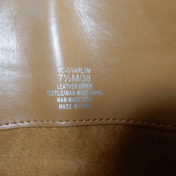 VINCE CAMUTO Ovarlym Riding Tall Boots Size 7.5 Light Cognac Brown LEATHER NEW