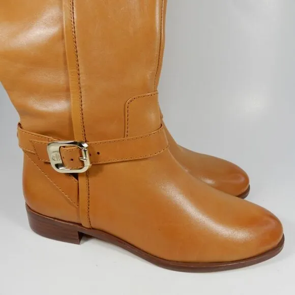 VINCE CAMUTO Ovarlym Riding Tall Boots Size 7.5 Light Cognac Brown LEATHER NEW