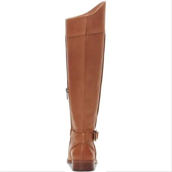 VINCE CAMUTO Ovarlym Riding Tall Boots Size 7.5 Light Cognac Brown LEATHER NEW