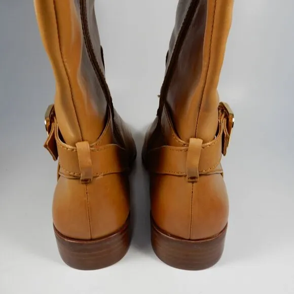 VINCE CAMUTO Ovarlym Riding Tall Boots Size 7.5 Light Cognac Brown LEATHER NEW