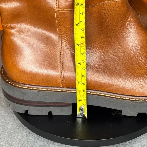 Vince Camuto Telvanni Cognac Brown Leather Platform Boot Zip Size 7 EU 37.5