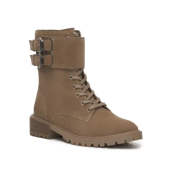 Vince Camuto Womens 8.5 Fawdry Combat Boot in Wild Mushroom NEW