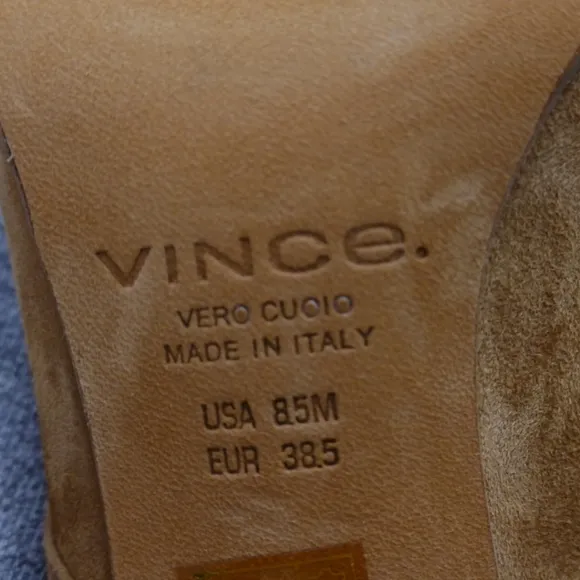 VINCE Halle Cognac Suede Heeled Ankle Boots, size 8.5M