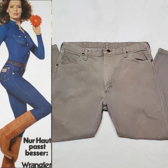 𝅺VINTAGE 1980s Wrangler Beige Tan USA Made High Waisted Butt Hugging Mom Jeans