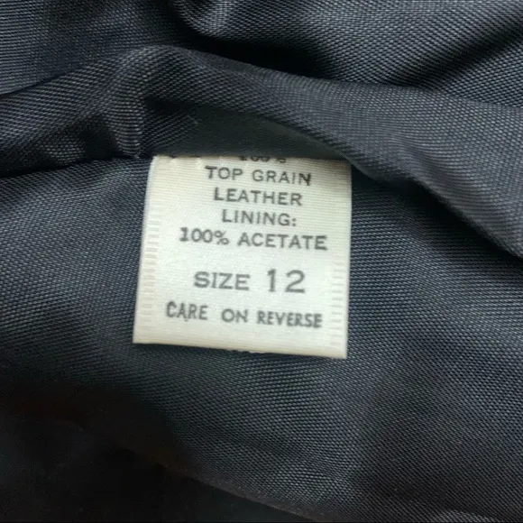 Vintage 80’s Saks Fifth Avenue Black Leather Below The Knee Straight Lined Skirt