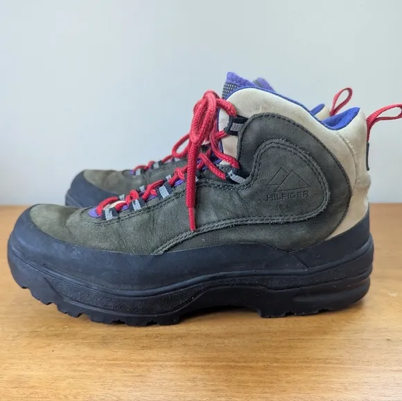 Vintage 90s Tommy Hilfiger Leather Lug Hiking Boots