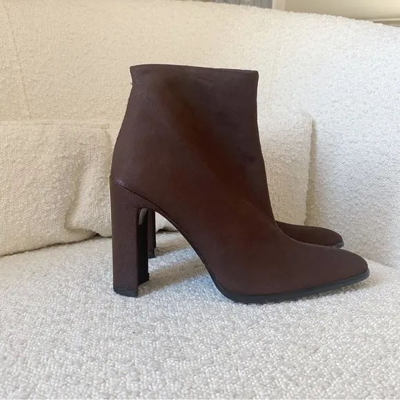 Vintage 90s Via Spiga Brown Metallic Almond Toe Ankle Boots 36 6
