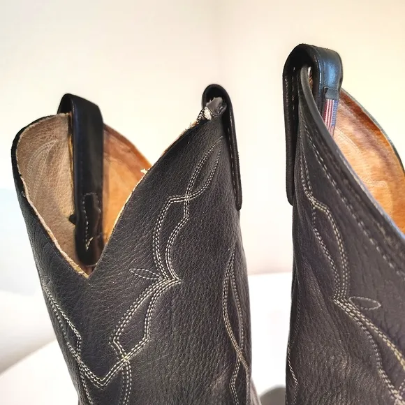 Vintage Dan Post Black Leather Cowboy Boots