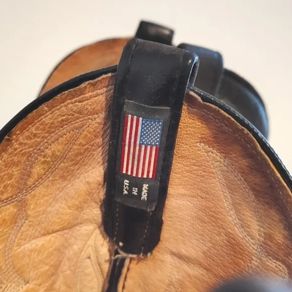 Vintage Dan Post Black Leather Cowboy Boots