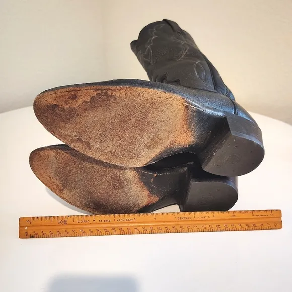 Vintage Dan Post Black Leather Cowboy Boots