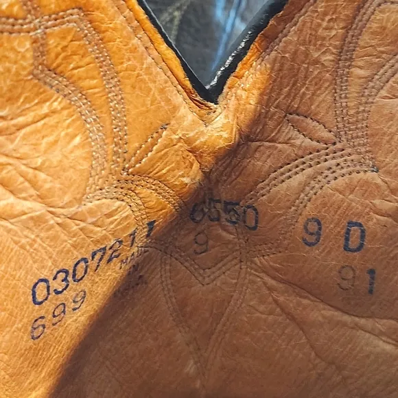 Vintage Dan Post Black Leather Cowboy Boots