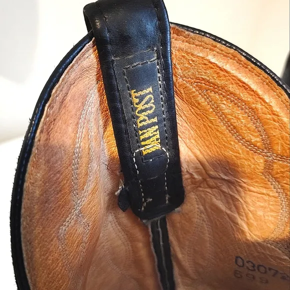 Vintage Dan Post Black Leather Cowboy Boots