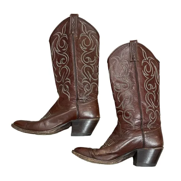 Vintage Dan Post Cowboy Boots Leather Western Style 4287 Size 7 A
