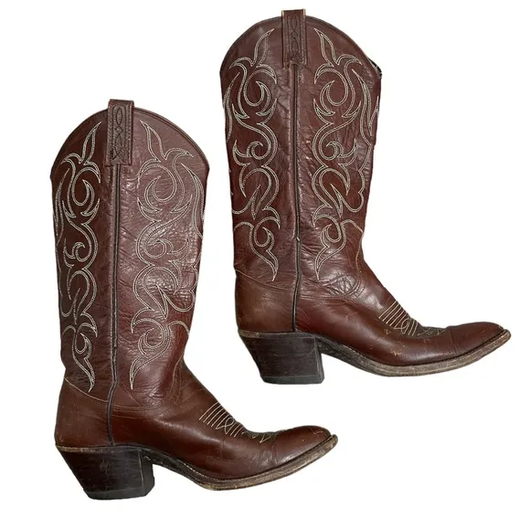 Vintage Dan Post Cowboy Boots Leather Western Style 4287 Size 7 A