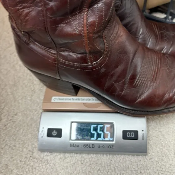 Vintage DAN POST Spanish Leather Cowboy Western Boots Mens Size 9.5D Burgandy