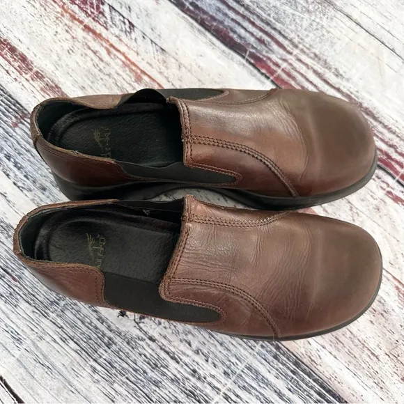 Vintage Dansko Brown Leather Chunky Slip On Shoes