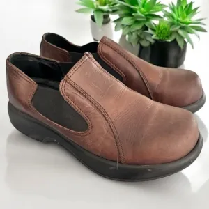 Vintage Dansko Brown Leather Chunky Slip On Shoes